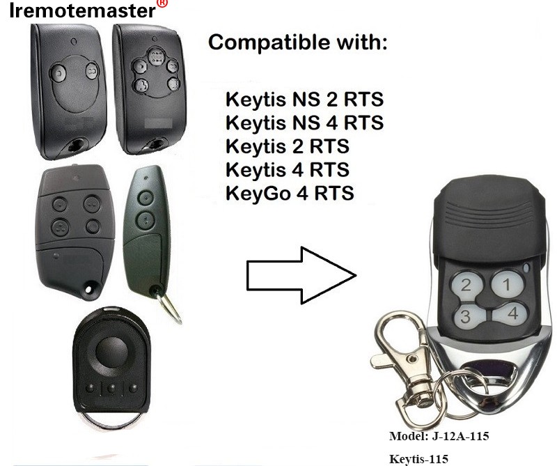 Далечински управувач за гаражна врата Keytis NS 2 RTS Keytis NS 4 RTS 433,42 MHz