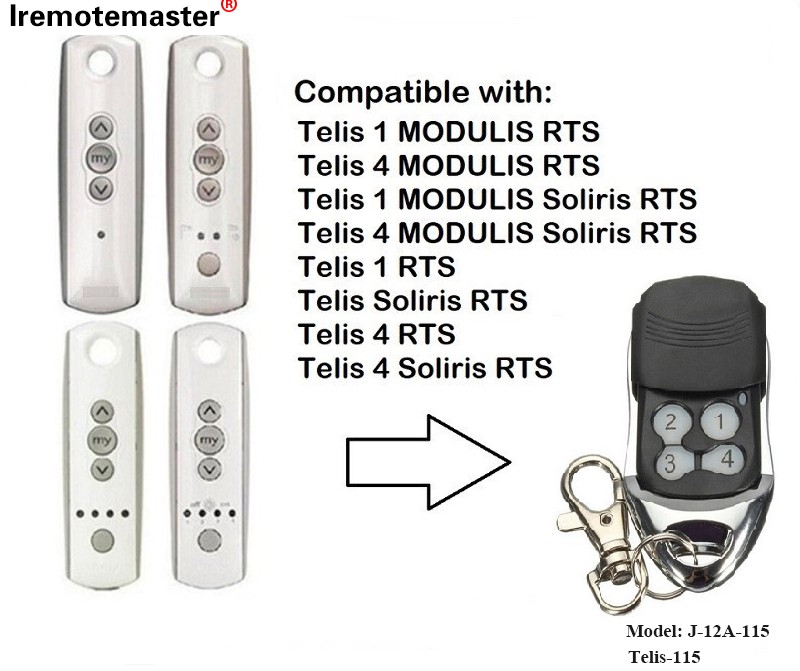 За Telis 1 RTS Telis Soliris RTS 4 RTS далечински управувач за гаражна врата 433,42 MHz